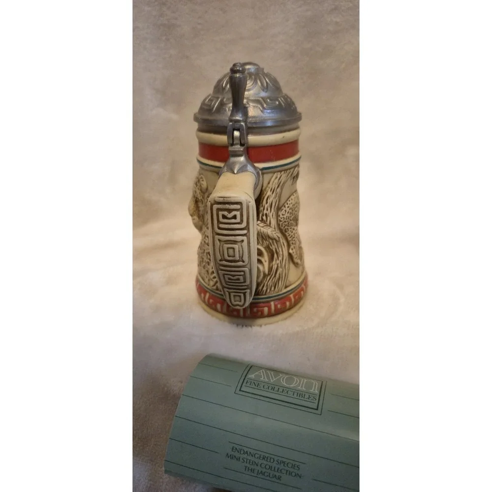 AVON Endangered Species Jaguar Beer Stein 1991 Brazil w/ Lid‎ & Paperwork